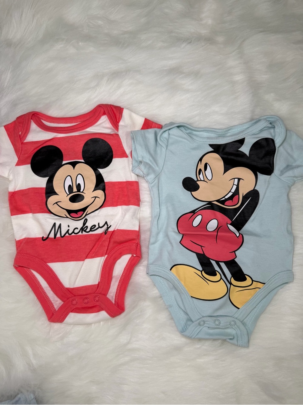 Mickey Mouse Striped Red and Blue Baby One-Piece Set
